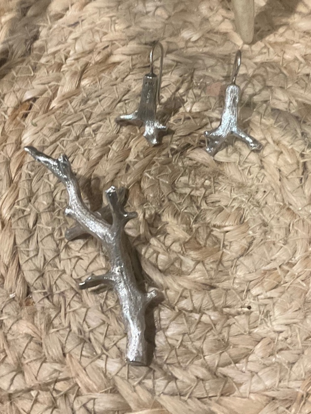 Mignon Faget Sterling Silver Retired Twig Pendant & Earrings Set Signed Val $583